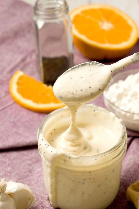 Panera Poppyseed Dressing with Cottage Cheese Homemade - GentleTummy Healthy Coleslaw Dressing, Healthy Homemade Dressing, White Bbq Sauce Recipe, Dressing With Greek Yogurt, Keto Ranch Dressing Recipe, Alabama White Sauce, Bbq Sauce Ingredients, Recipes Grilling, The Cookin Chicks