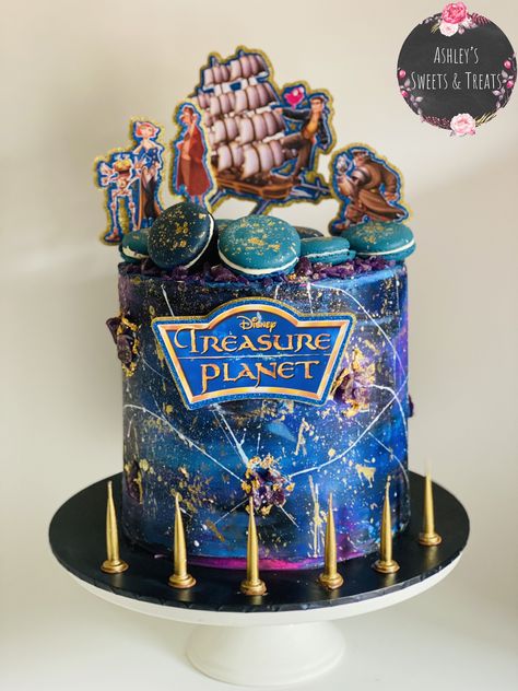 Treasure Planet Birthday Party, Galaxy Buttercream, Disney Treasure Planet, Cake Galaxy, Disney Treasure, Disney Parties, Planet Birthday, Planet Party, Planet Cake