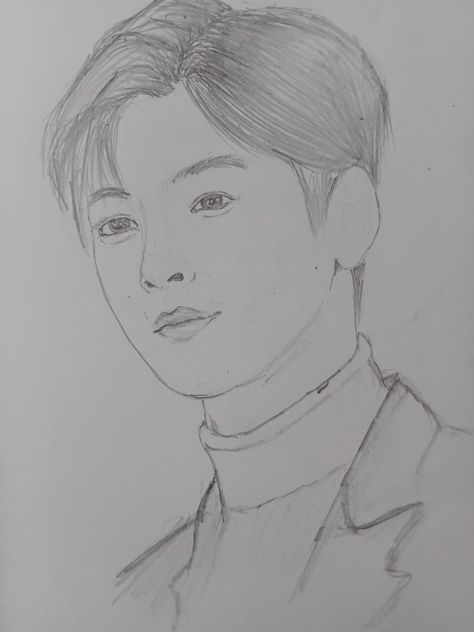 Cha Eun Woo Sketch Drawing, Cha Eunwoo Drawing, Cha Eun Woo Sketch, Cha Eun Woo Drawing, Korean Illustration, Boy Sketch, Silhouette Photography, Girl Drawing Sketches, Kpop Drawings