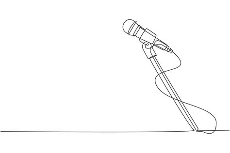 Microphone Tattoo Design, Mic Drawing, Microphone Tattoo, Drawing Stand, Stand Mic, Sing Song, One Line Drawing, Continuous Line Drawing, Continuous Line