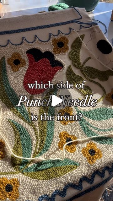 Sallie Dale - Punch Needle Teacher on Instagram: "❓Which side of your #punchneedle project is the front?

❓I get this question on the daily, so let’s discuss. 

❓Your #punchneedle creates two types of texture. There’s a flat stitch side and a loopy side. 

❓The side you see while you’re working is the flat stitch side and it’s technically the back. 

❓Meanwhile, the underside where your loops are is traditionally the front. So technically, you work in reverse from the backside!

❓I’m a traditional girl. I like the loops, BUT you can buck traditional and display either side!

❗️Tips for displaying the flat stitch side:

1️⃣ use a shorter needle so you aren’t making long loops and using more yarn than you necessary.

2️⃣ punch your rows a little closer so you don’t see any monks cloth. 

If Traditional Girl, Types Of Texture, Monks Cloth, Rugs And Mats, Dmc Thread, January 20, Punch Needle, I Got This, Need To Know