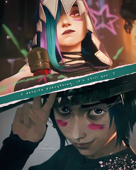 ( my edit ) looks like she’s embracing and accepting Powder as not a weak side of her. #jinx #powder #arcane Jinx Vs Hex Vs Curse, Jinx Arcane Hallucination, Arcane Season 2 Jinx And Ekko, Arcane Powder, Powder Arcane, Arcane Season 2, Sally Face Game, Jinx League Of Legends, League Of Legends Characters