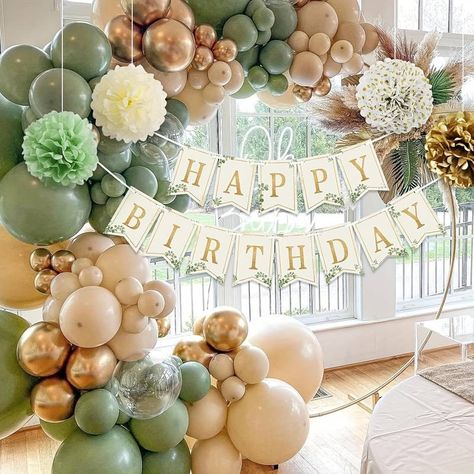 Classy Birthday Party, Golden Birthday Parties, 41st Birthday, Woman Birthday Party, Metallic Balloons, Gold Birthday Party, Green Balloon, Golden Birthday, Gold Balloons