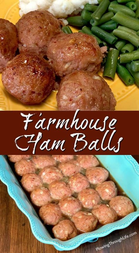 Unique Christmas Meals, Things To Make With Leftover Ham, What To Make With Leftover Ham, Things To Make With Ham, Ham Ball Recipe, Ham Meatballs, Ham Recipes Healthy, Recipes For Parties, Ham Balls