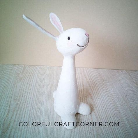 How to Make a Rabbit with Air Dry Clay (Step by Step) - Colorful Craft Corner Air Dry Clay Bunny Rabbit, Air Dry Clay Easter Decorations, Air Dry Clay Rabbit, Air Dry Sculpture, Easter Clay Ideas, Air Dry Clay Bunny, Cute Air Dry Clay, Clay Rabbits, Air Dry Clay Figures