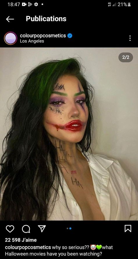 Joker Ideas Costumes, Diy All Black Halloween Costume, Festival Halloween Outfit, Joker Hairstyle Women, Joker Halloween Women, Lady Joker Makeup, Joker Costume Ideas Female, Joker Woman Makeup, Joker Makeup Look