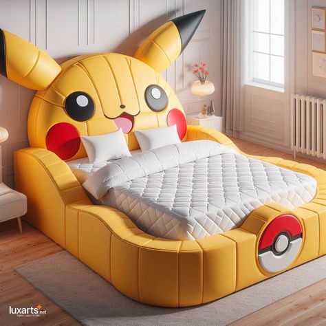 Pikachu Bed, Pokemon Bedding, Pokemon Bedroom, Background Accessories, Kids Bed Design, Pokemon Room, Legendary Pokemon, Pikachu Plush, Kids Bedroom Designs