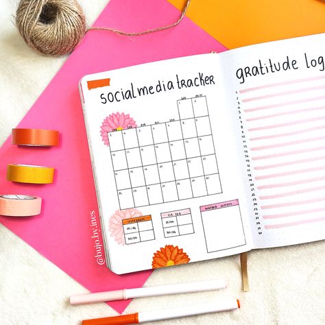 Social Media Journal, 2024 Bujo, Social Media Tracker, Bullet Journel, Journal Things, Planner Tracker, Time Tracker, Aesthetic Notes, Bullet Journal Spreads