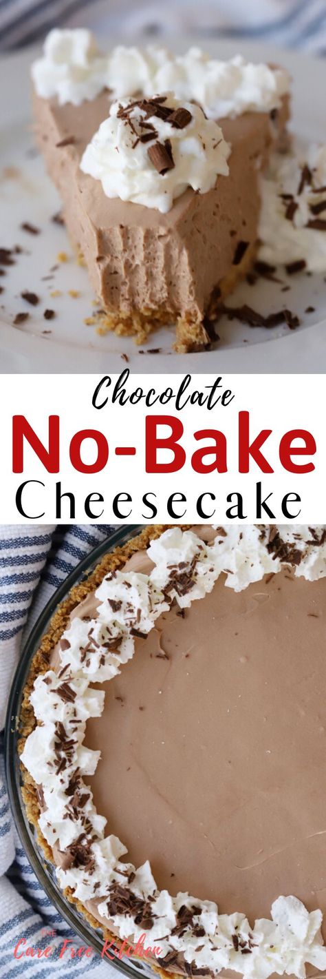 Chocolate Cheesecake With Graham Cracker Crust, No Bake Chocolate Cheesecake Cups, No Bake Chocolate Cheesecake Pie, Chocolate Cheesecake Recipe No Bake, Chocolate Mousse Cheesecake Recipe, No Bake Chocolate Cheesecake Recipes, Chocolate Cheesecake Recipe Easy, Chocolate Pudding Cheesecake, No Bake Mousse