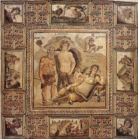 Roman Mosaic Depicting Dionysus’ Discovery of Ariadne in Naxos, 3rd-4th century CE Opus Vermiculatum, Miho Museum, Roman Artifacts, Ancient Roman Art, Classical Mythology, Roman Mosaic, Modern Mosaics, Roman History, Roman Art