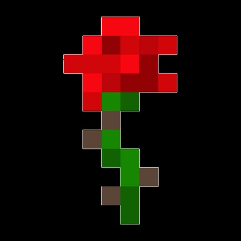 Minecraft Flowers, Rose Flower, Pixel Art, Minecraft, White Background, Flowers, Green, Red, White