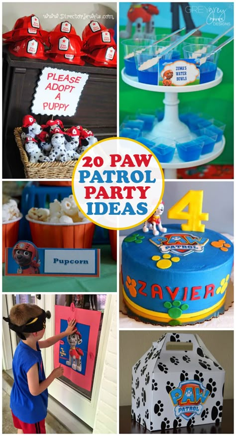 20 PAW Patrol Birthday Party Ideas Kids will LOVE | Kids Activities Blog Paw Patrol Birthday Quotes, Paw Patrol Back Drop, Fun 2nd Birthday Party Ideas, Fourth Birthday Boy Theme Paw Patrol, Paw Patrol Party Cake Ideas, Paw Patrol Kids Party, Paw Patrol Diy Party Ideas, Birthday Ideas For 4 Year Boy, Outdoor Paw Patrol Party Ideas