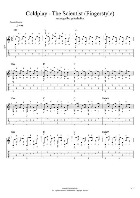 Free Guitar Sheet Music, Coldplay Songs, Sheet Music With Letters, Easy Guitar Tabs, Music Tabs, Guitar Teacher, Guitar Practice, Fingerstyle Guitar, The Scientist