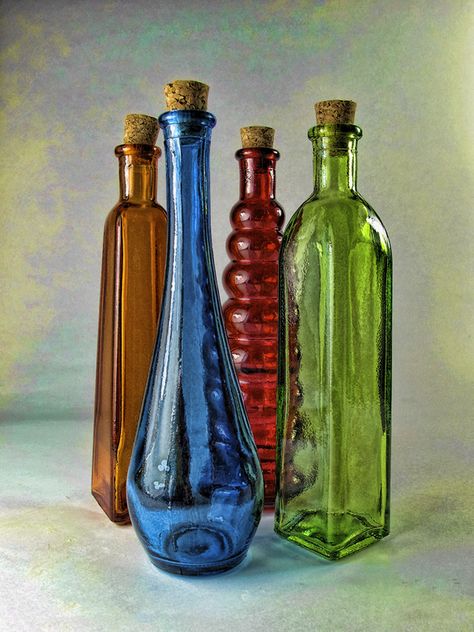 Glass Reference Photo, Glass Still Life, Bottle Reference, Glass Reference, Glass Bottles Photography, Glass Bottle Photography, Glass Bottle Reference, Colorful Glass Bottles, Painting Of Glass Objects