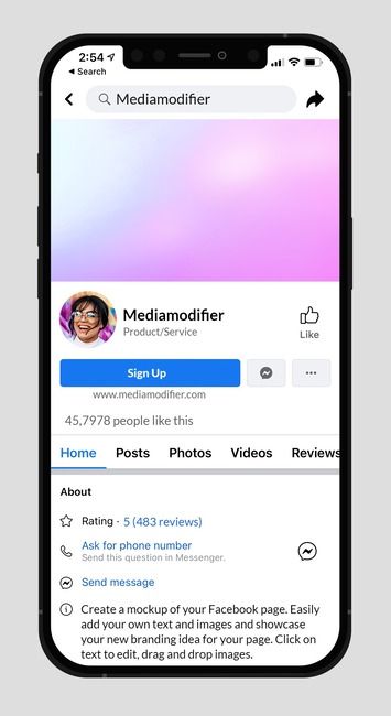 Facebook profile page mockup as viewed from a iPhone device. Iphone Facebook Profile Template, Facebook Page Mockup, Facebook Profile Template, Facebook Page Template, Facebook Mockup, Fb Template, Profil Facebook, Social Media Mockup, Profile Template