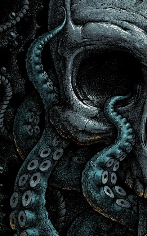 Kraken Art, Lovecraft Art, Cthulhu Art, Octopus Tattoos, Octopus Art, Cthulhu, Kraken, Skull Art, Dark Wallpaper