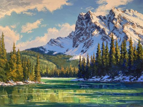 Oil Painting Mountains, Mountain Painting Acrylic, Mountain Landscape Painting, Canvas Painting Tutorials, Landscape Art Painting, Pixel Art Design, Nature Art Painting, Mountain Paintings, Mini Canvas Art