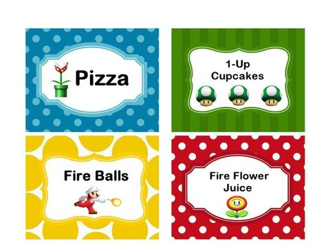 Super Mario Party Food Labels, Super Mario Food Labels Free, Mario Party Food Labels Free Printable, Super Mario Food Labels, Mario Food Labels, Super Mario Party Food, Mario Food, Super Mario Crochet, Mario Ideas