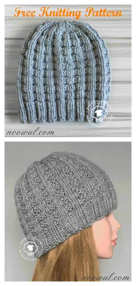 Waffle Stitch Beanie Hat Free Knitting Pattern Waffle Stitch Beanie, Hat Free Knitting Pattern, Beanie Knitting Patterns Free, Knit Beanie Pattern, Beanie Outfit, Purl Bee, Easy Knitting Projects, Knitting Patterns Free Hats, Sweater Patterns