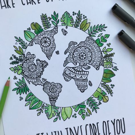 #mandalaart  #mandalasorldglobe  #mandala #mandalaart #zentangle #zenart #art #artwork #staedtler #mandalaworldmap #worldmap #plantdoodles #plants #plantlover Save Earth Mandala Art, Earth Mandala, World Environment Day Posters, Mandala Sketch, Mandela Art, Doodle Art Drawing, Mandala Art Lesson, Disney Artwork, Cards Art