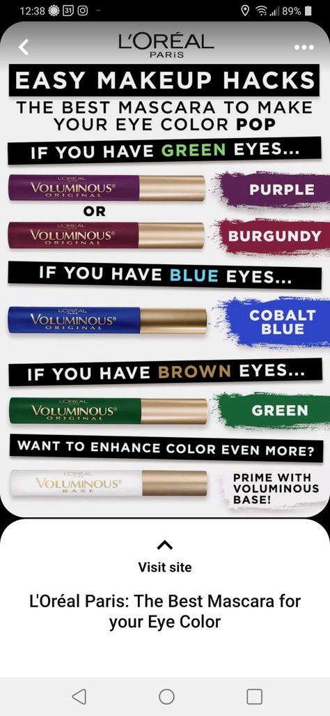 Burgundy Mascara Brown Eyes, Green Mascara, Colored Mascara, Blue Mascara, Brown Mascara, Best Mascara, Eye Mascara, Loreal Paris, Brown Eyes