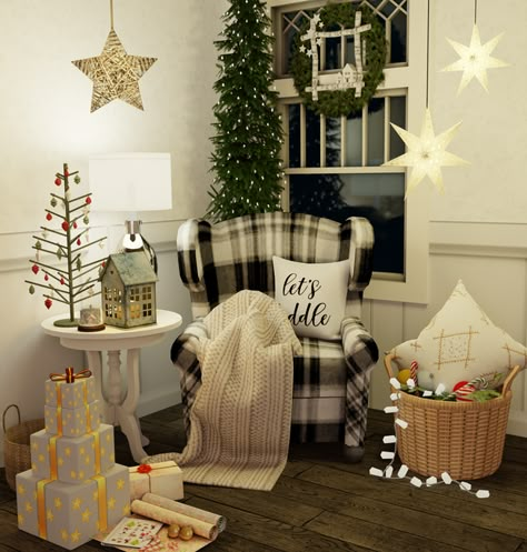 ✨🎄 Christmas Corner Blender Scene 🎄✨ Cas Room, House Room Design, Blender Scenes, Christmas Living Room Decor Ideas, Christmas Corner, Sims World, Christmas Living Room Decor, Winter Living Room, Sims 4 Cc Kids Clothing