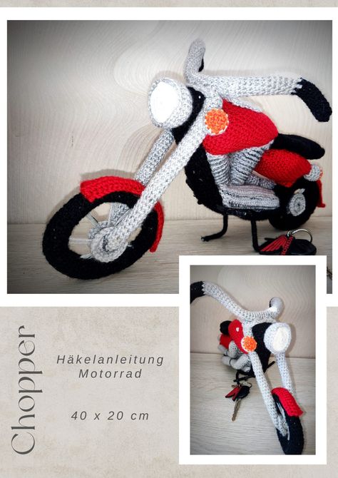 Motorcycle Crochet, Crochet Motorcycle, Born To Ride, Born To Be Wild, Chopper Motorcycle, Wire Crochet, Double Crochet Stitch, Single Crochet Stitch, Crochet Hook Sizes