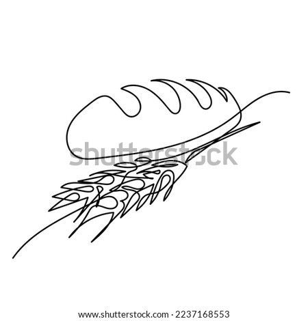 continuous line of bread and wheat. wheat and bread one line concept. single line drawing of wheat bread isolated on white background Drawing Of Wheat, Bread Tattoo, Bread Drawing, Bread Line, Line Concept, Custom Portrait Illustration, Single Line Drawing, Continuous Line Drawing, Wheat Bread