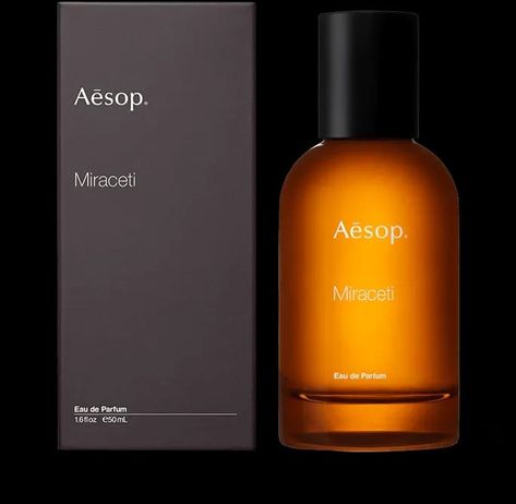 Aesop Fragrance Miraceti Eau de Parfum in amber glass bottle with outer carton Amber Glass Bottles, The Perfume, Ethical Brands, Organic Hair, Shampoo Bar, Amber Glass, Glass Bottle, Home Fragrances, Whiskey Bottle