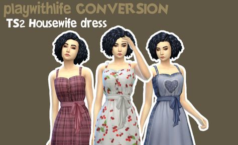 Finally got round to finishing the conversion of this beautiful dress from ts2. It’s certainly not perfect so I do apologise, but I tried my best!! Sims 4 Housewife, 1950s Sleepwear, Match Outfit Ideas, Housewife Dress, Mommy Dress, Sims 4 Decades Challenge, Sims Stories, Clothes Cc, Sims 4 Cc Shoes