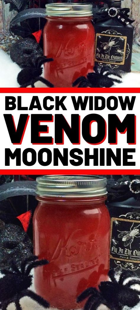 Finally, an adults-only Halloween treat! This sweet & spicy #moonshine packs a whole lot of flavor, and will be a hit with all the grown-ups at your Halloween party. #Halloween. #MoonshineRecipes Party Ideas For Adults Alcohol, Moonshine Recipes Homemade, Flavored Moonshine Recipes, Moonshine Drink Recipes, Halloween Party Ideas For Adults, Homemade Alcohol, Party Ideas For Adults, Homemade Liquor, Liquor Recipes