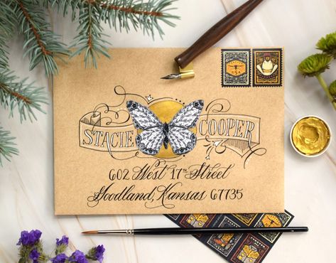 2021 at TPK: Year in Review – The Postman's Knock Learn Modern Calligraphy, Mail Art Envelopes, Faux Calligraphy, Watercolor Circles, Envelope Lettering, Butterfly Printable, Calligraphy Envelope, Envelope Art, Gold Watercolor