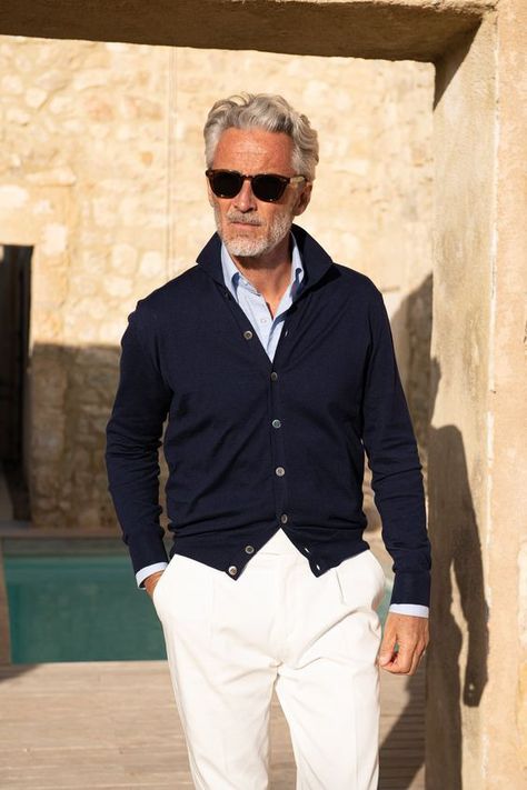 Men’s Italian Style, Italian Old Money Style Men, Men’s Old Money Fashion Casual, Mediterranean Men’s Fashion, 40 Average Men’s Casual Outfits For Men Over 50, Men’s Preppy Street Style, Italian Mens Fashion, Polo Cardigan, Older Mens Fashion