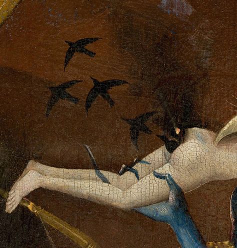 Embedded image Grisaille Painting, Bird Creature, Hieronymous Bosch, The Garden Of Earthly Delights, Prado Madrid, Inspiring Artists, Earthly Delights, Gates Of Hell, Charlotte Rampling