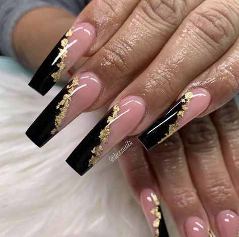 Black Prom Nails, Neutral Nails Acrylic, Wave Nails, Gold Acrylic Nails, Winter Nails Acrylic, Homecoming Nails Acrylic, Matte Nails Design, French Tip Acrylic Nails, Short Square Acrylic Nails