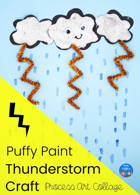 Thunderstorm Craft, Storm Craft, Tornado Craft, Homemade Puffy Paint, April Preschool, Weather Crafts, Cloud Craft, Sharpie Pens, Pre K Activities