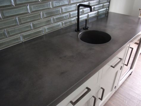 ... Kitchen Island Dark Gray Concrete Countertops ... Grey Concrete Countertops, Gray Concrete Countertops, Black Concrete Countertops, Cement Countertop, Concrete Countertop Ideas, Cement Countertops, Concrete Bar, Replacing Kitchen Countertops, Kitchen Countertop Materials