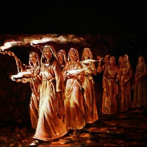 "The Parable of the Ten Virgins" Matthew 25:1-13  "At that time the kingdom of heaven will be like ten virgins who took their lamps and went out to meet the bridegroom. Five of them were foolish and five were wise. The foolish ones took their lamps but did not take any oil with them. The wise ones, however, took oil in jars along with their lamps. The bridegroom was a long time in coming, and they all became drowsy and fell asleep. "At midnight the cry rang out: ' Here's the bridegroom! Come... Provident Living, Divina Commedia, Matthew 25, Learn Hebrew, Bible Pictures, Bride Of Christ, Jesus Is Coming, Kingdom Of Heaven, Relief Society