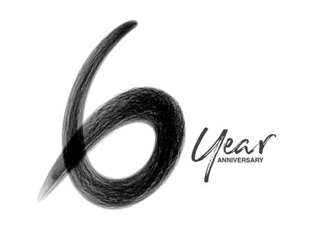 6 Years Anniversary Celebration Vector Template, 6 Years  logo design, 6th birthday, Black Lettering Numbers brush drawing hand drawn sketch, number logo design vector illustration Number Logo Design, Lettering Numbers, 6 Year Anniversary, Number Logo, Brush Drawing, Logo Number, Anniversary Logo, Wedding People, Vector Template