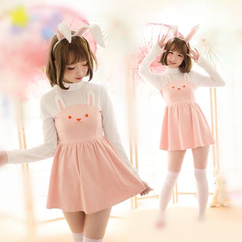 Rabbit Outfit, Sleepy Panda, Kawaii Outfit Ideas, Kawaii Rabbit, Harajuku Fashion Street, Pink Kawaii, Rabbit Pattern, Harajuku Outfits, Pastel Outfit