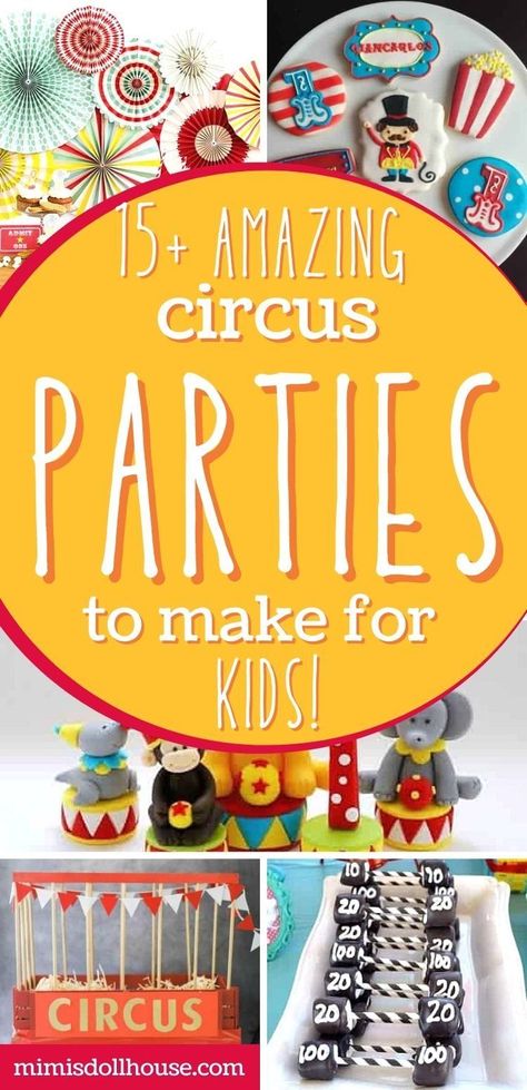 Circus Party: Let’s Clown Around with some Circus Party Ideas. Looking to throw a Circus Party? Be sure to check out our other Circus Party Ideas and Parties… #circus #party #carnival #partyideas #parties #birthday #kids Circus Theme Birthday Party Decorations, Carnival Kids Party, Circus Food Ideas, Carnival Party Food, First Birthday Circus Theme, Circus Snacks, Circus Party Foods, Birthday Circus Theme, Carnival Party Foods