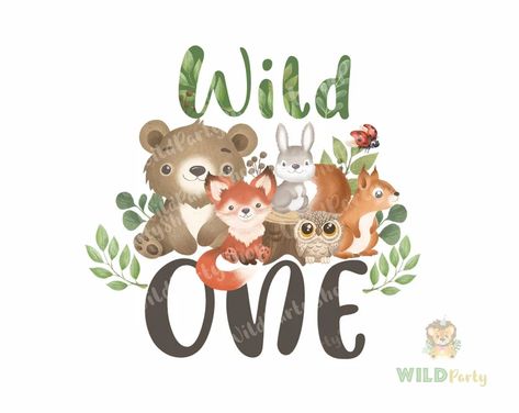 Wild One Woodland Animals 1st First Birthday T-shirt Transfer - Etsy Armenia T Shirt Transfers, Blog Template, Create Invitations, Stock Art, Watercolor Effects, Wild One, Create Website, Wild Ones, Forest Animals