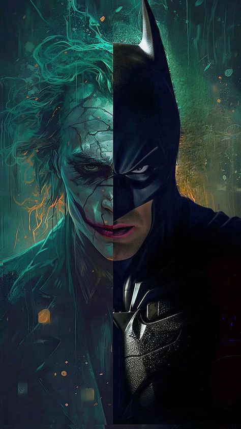 Batman Vs Joker Wallpaper, Half Joker Half Batman, Batjokes Wallpaper, Batman And Joker Wallpaper, Batman Art Dark, Joker Aesthetic Wallpaper, Joker Pictures, Batman Symbols, Joker Aesthetic