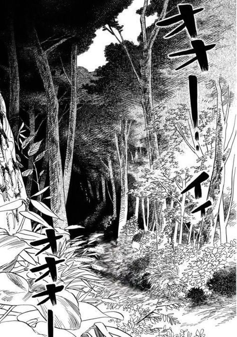 Japanese Forest, Forest Drawing, Manga Tutorial, Comic Layout, Book Background, Forest Background, Perspective Art, Bd Comics, Black And White Painting