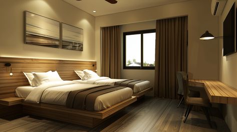 Hotel Room Design: Cheap Hotel with Two Beds Budget Hotel Room Design, Budget Hotel Room, Room With Two Beds, Cheap Hotel Room, Inspirational Digital Art, Cheap Hotel, Hotel Room Design, Budget Hotel, Cheap Hotels