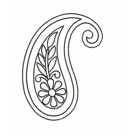 Embroidery Outline Designs, Embroidery Outline, Outline Embroidery, Paisley Embroidery, Muster Tattoos, Crewel Embroidery Kits, Paisley Art, Outline Designs, Pattern Simple