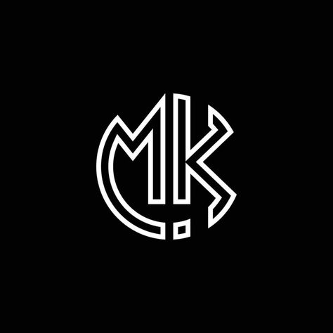 MK monogram logo circle ribbon style outline design template Km Logo, Kobe Logo, Logo Mk, Mk Monogram, Logo Circle, Outline Design, Ribbon Style, Text Logo Design, Outline Designs