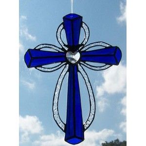 cross Stained Glass Crosses, Cross Suncatchers, Glass Designs For Windows, Christmas Crosses, Stainglass Patterns, Stained Glass Cross, Sock Bunny, Stained Glass Supplies, Glass Cross