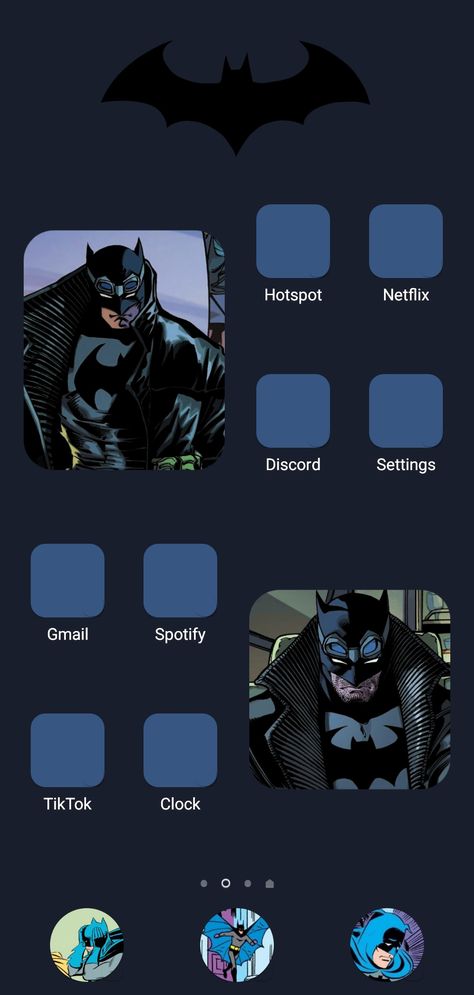 Batman Phone Theme, Batman Phone, Blue Widget, Phone Layout, Phone Theme, Phone Organization, Phone Themes, Batman, Layout