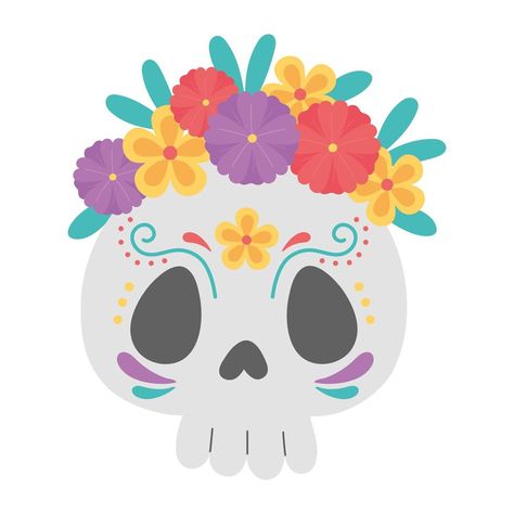 día de muertos, calavera de azúcar catrina con flores celebración mexicana Mexican Celebrations, Mexican Folklore, Sugar Skull Design, Logo Redesign, Día De Muertos, Kids Club, Mexican Art, Anime Best Friends, Dia De Muertos